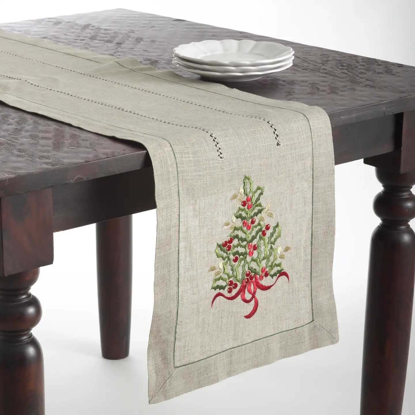 Xmas Tree Embroidered Runner 16" x 72"