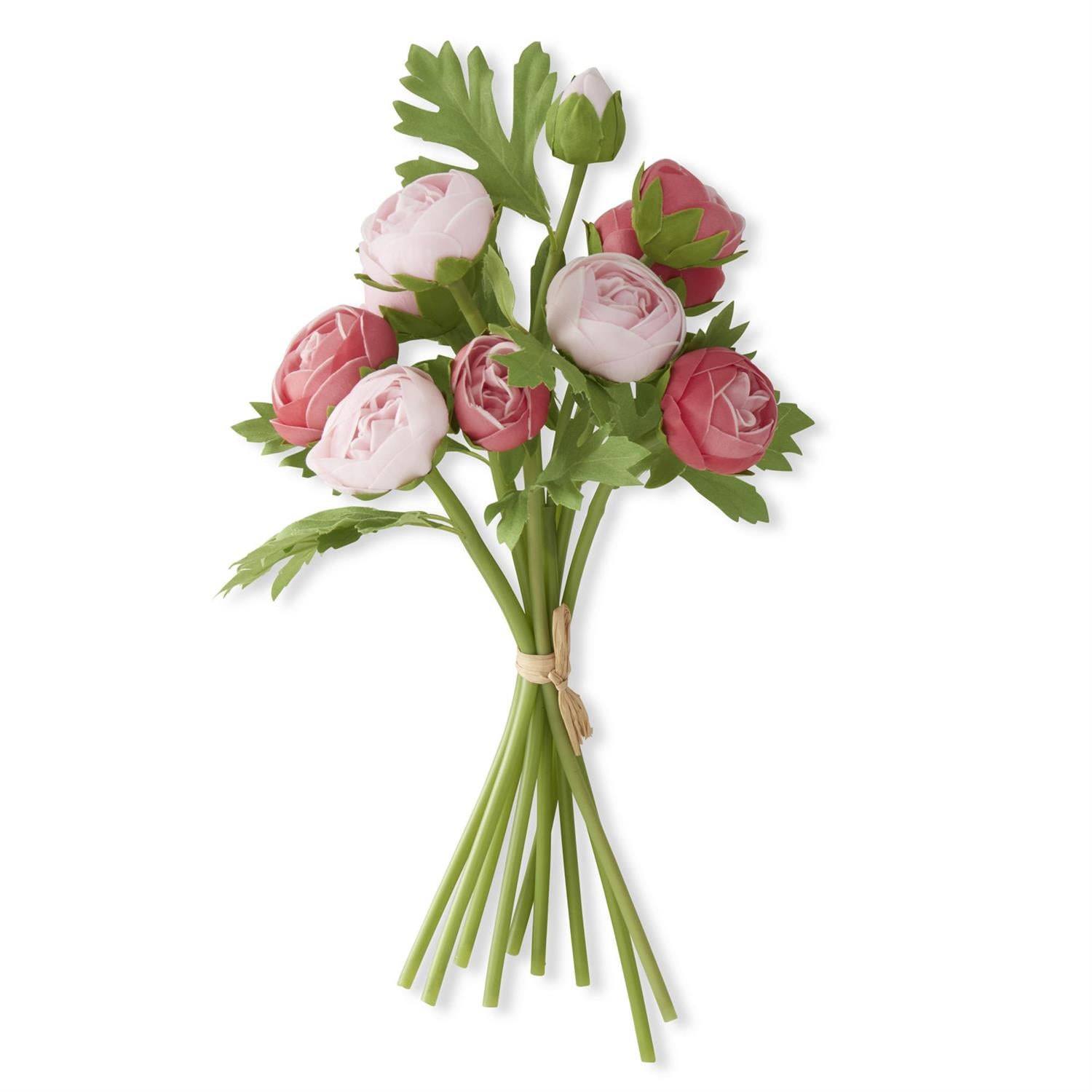 15 Inch Pink Rose Real Touch Ranunculus Bundle (10 Stems)