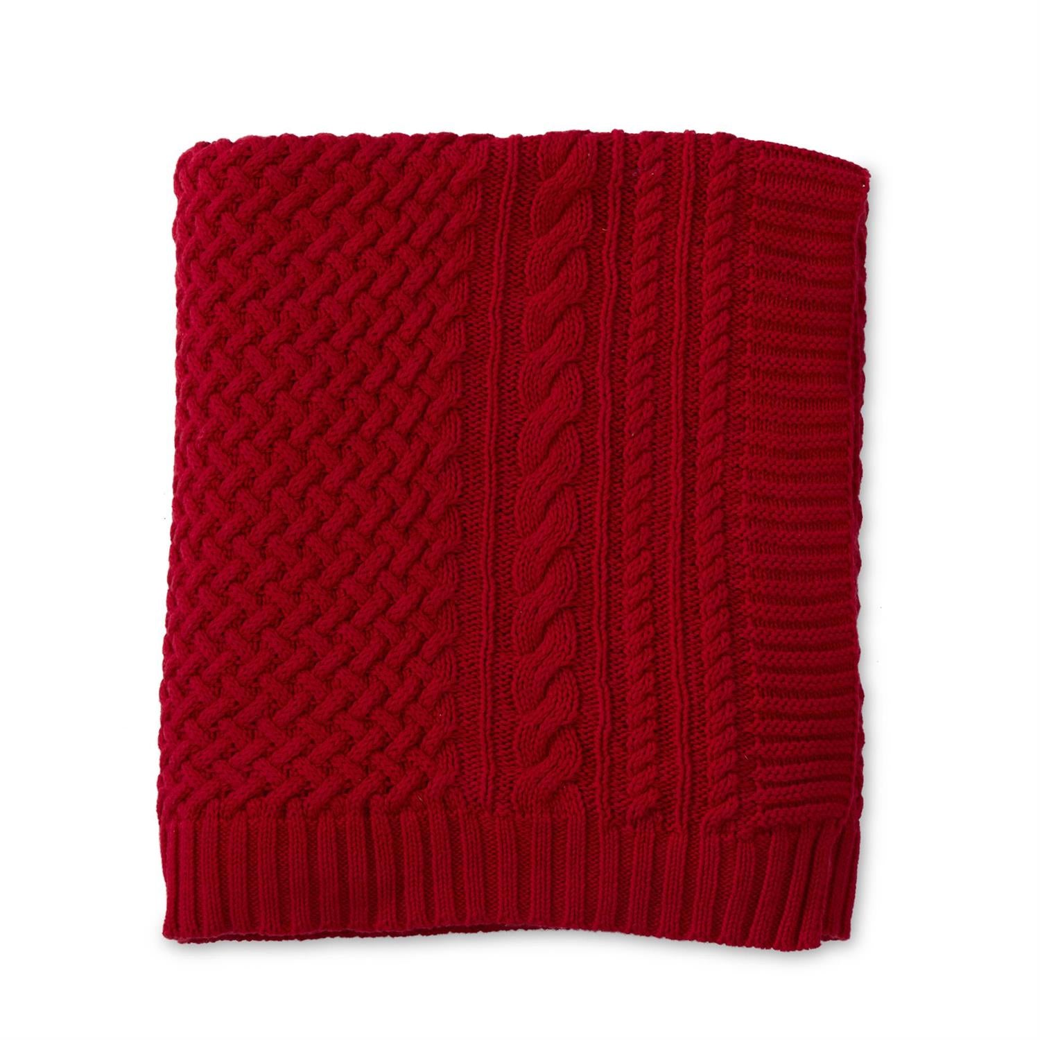60 Inch Red Cable Knit Throw