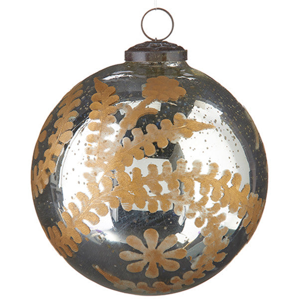 Etched Mercury Glass Ball Ornament