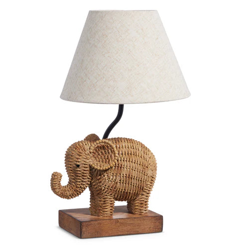 Woven Elephant Lamp with Shade