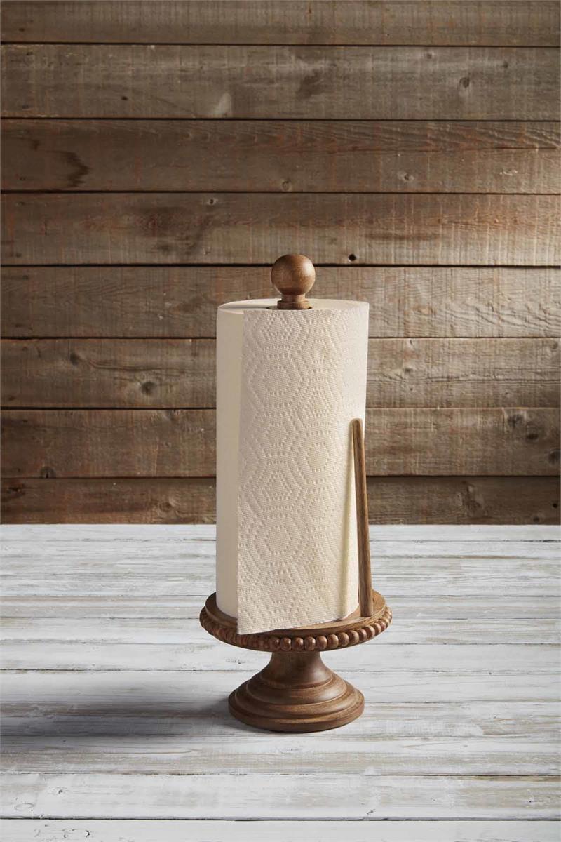 Wood Beaded Paper Towel Holder