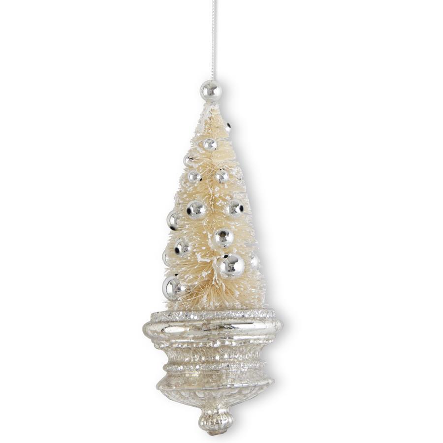 7.25 Inch Cream Bottle Brush Tree Ornament