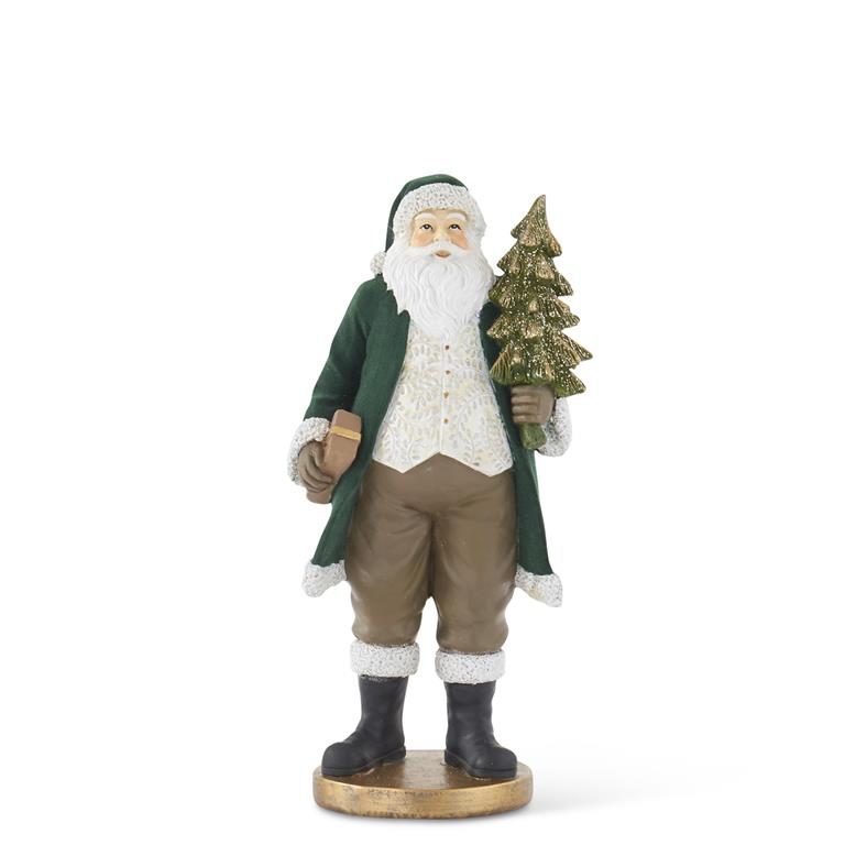 Dark Green Velvet Resin Santa