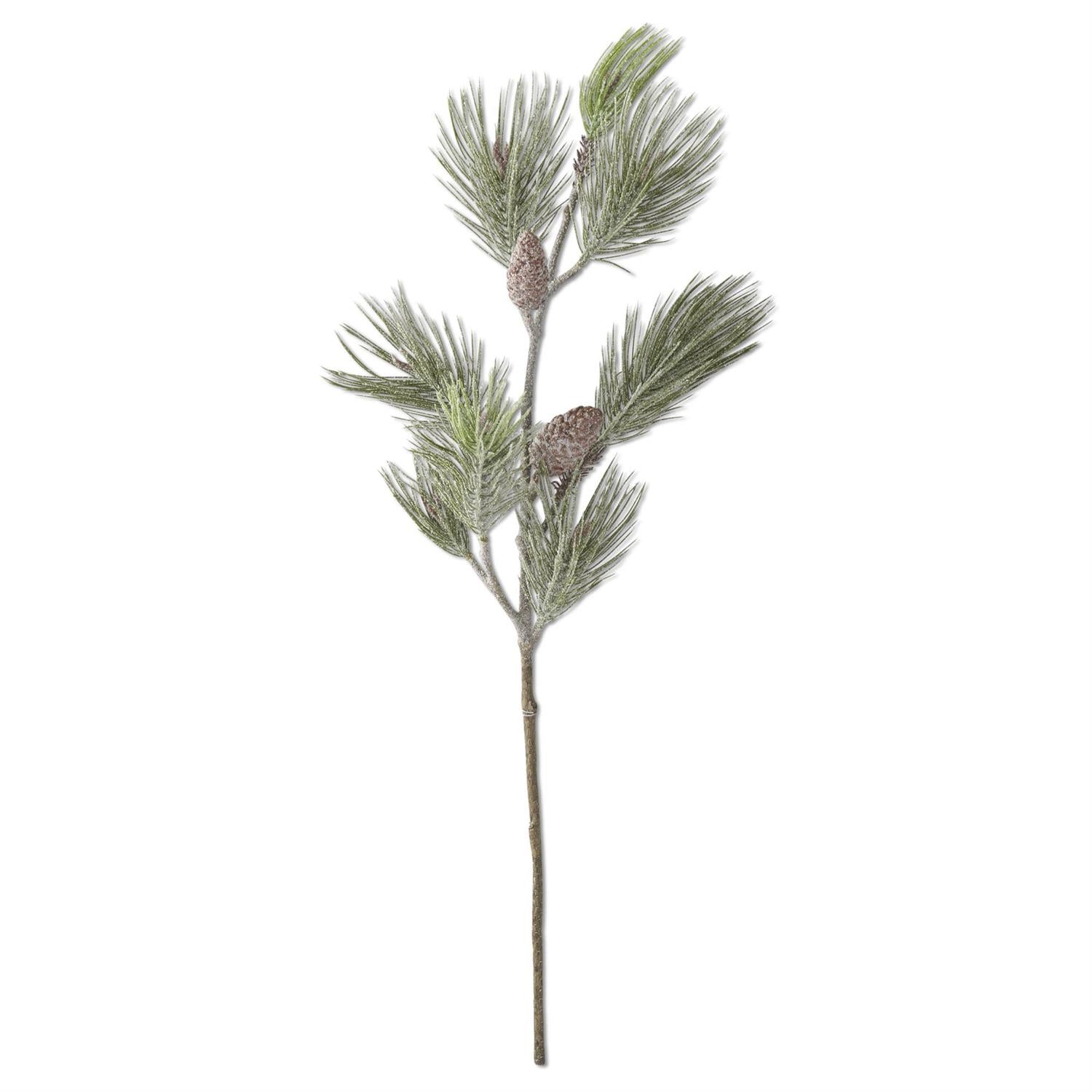 38 Inch Glittered Long Needle Pine Stem with Cones