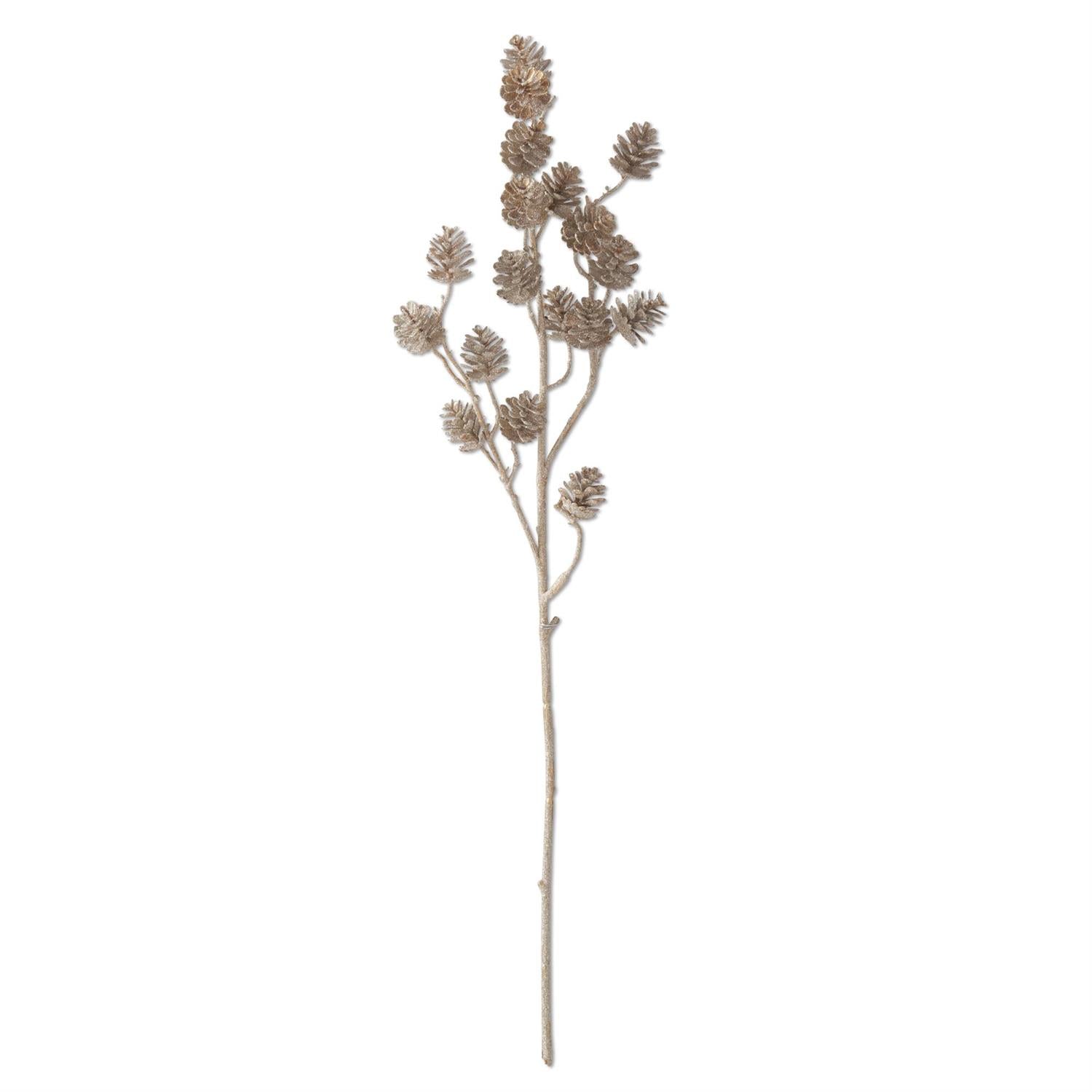 30.5 Inch Gold Glittered Pinecone Spray