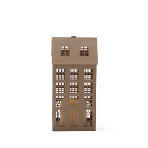 10.25 Inch Antique Gold Metal House with Cutout Windows