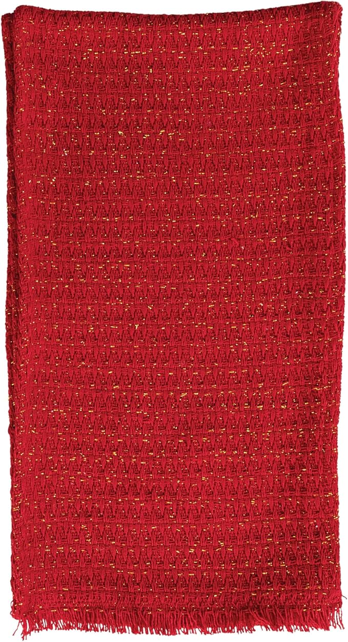 Red Woven Cotton Table Runner 108x14