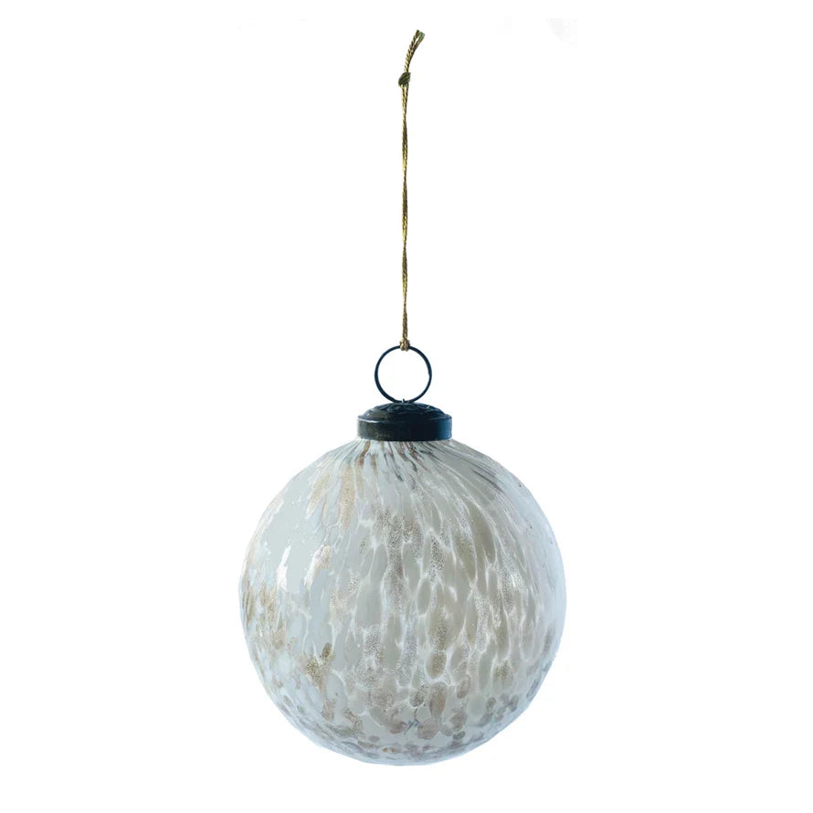 4 Inch Recycled Confetti Glass Ball Ornament