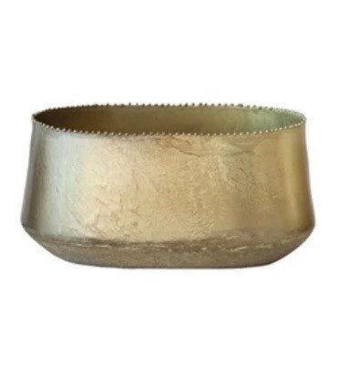 Medium Metal Planters with Beaded Edge- Antique Brass Finish
