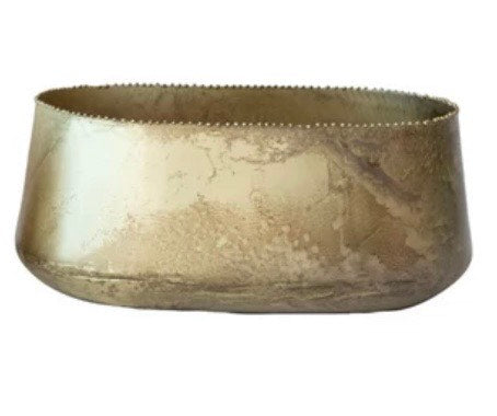 Large Metal Planters with Beaded Edge- Antique Brass Finish