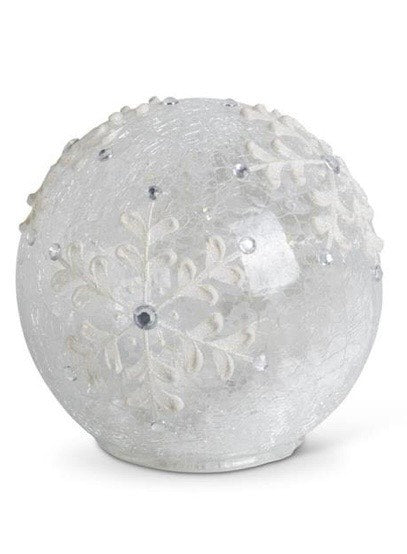 Medium Clear Glass Snowflake Tabletop Glass Orb