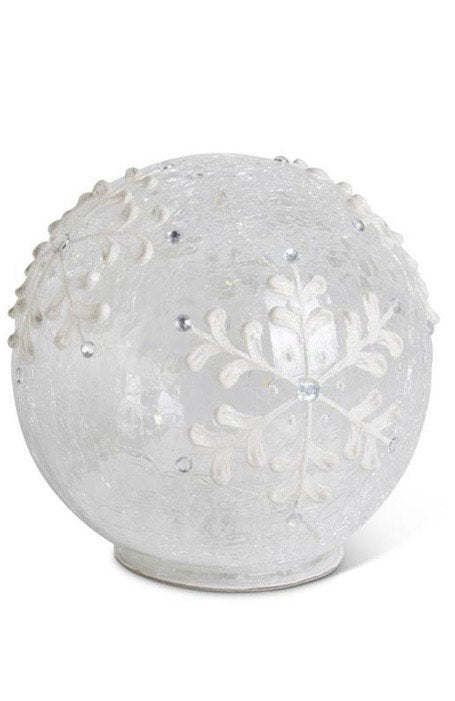 Large Clear Glass Snowflake Tabletop Glass Orb