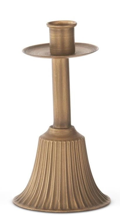 6.25 Inch Antiqued Gold Christmas Bell Taper Candleholder