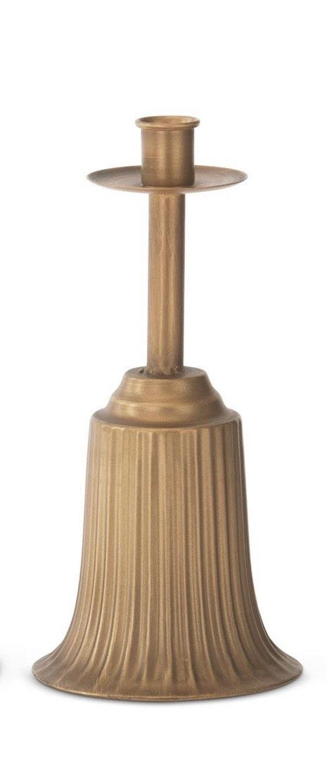 9.5 Inch Antiqued Gold Christmas Bell Taper Candleholder