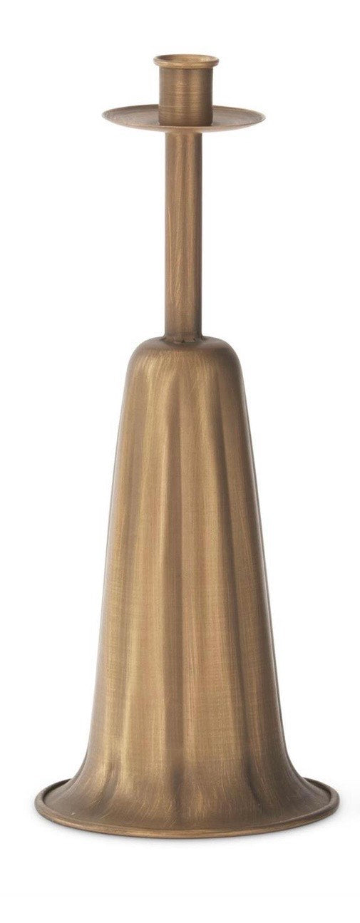12.5 Inch Antiqued Gold Christmas Bell Taper Candleholder