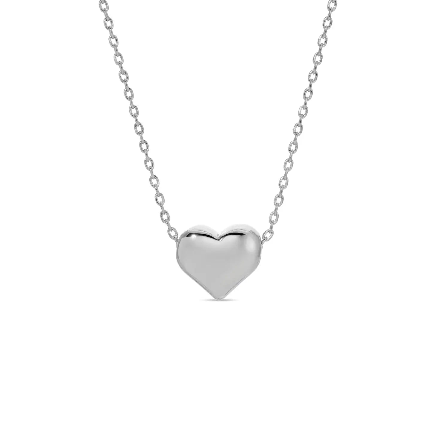 Small Simple Heart Necklace Silver