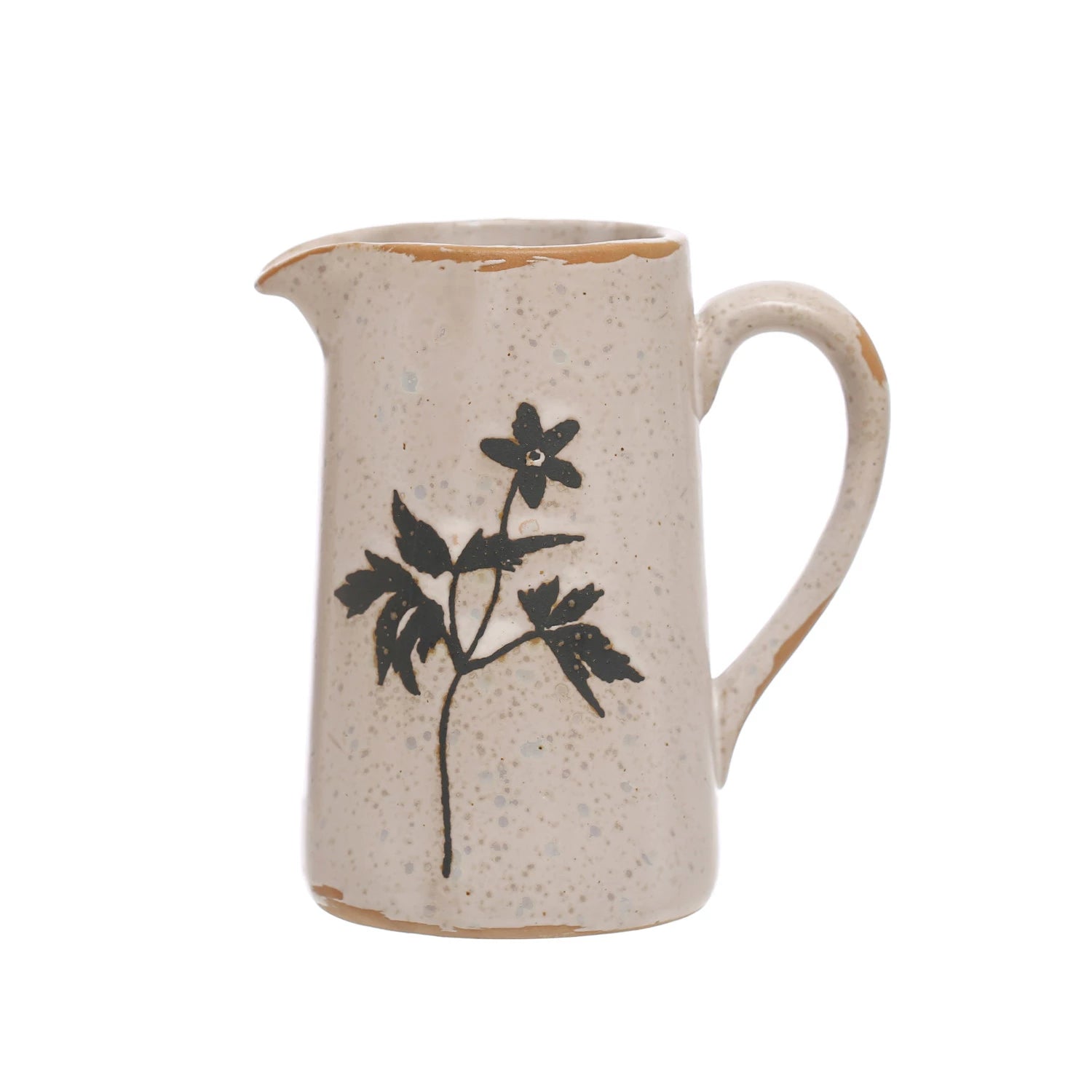 Debossed Stoneware Creamer with Flowers