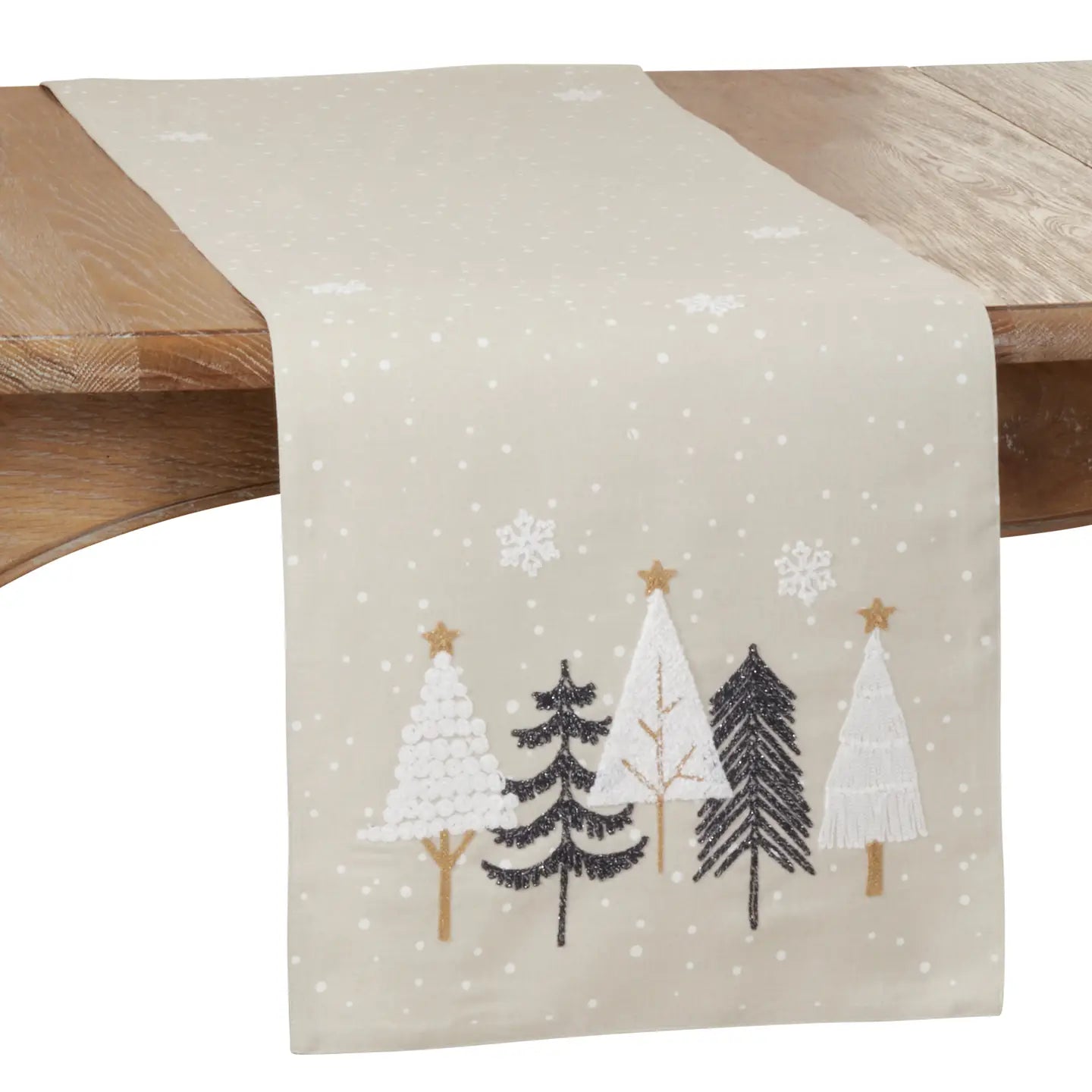 Embroidered Christmas Trees Runner 16" x 108"