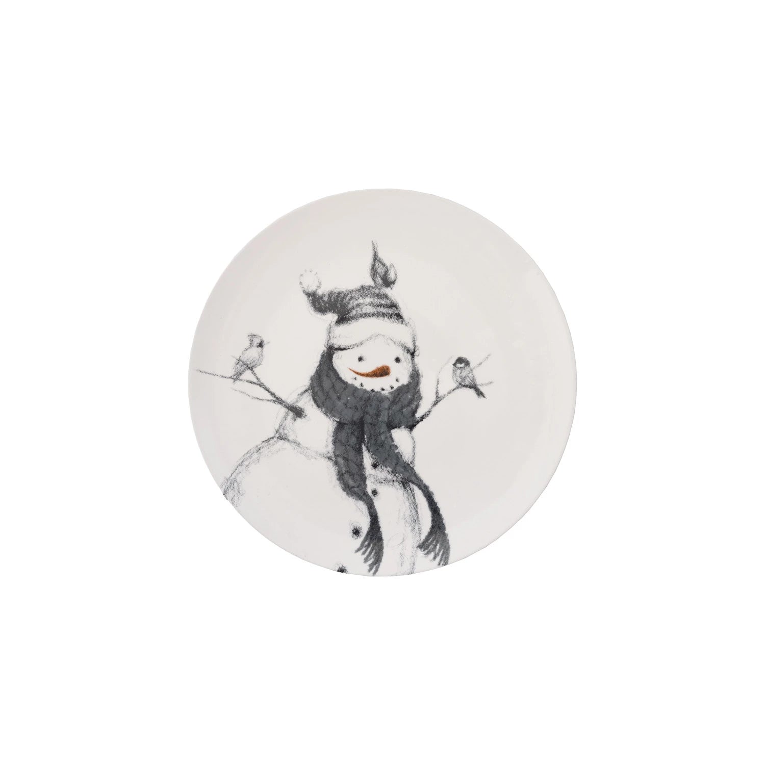 Stoneware Serving Platter with Snowman & Birds