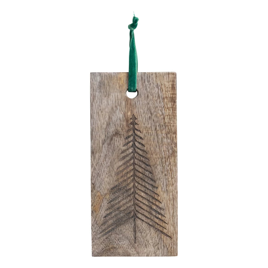 Mango Wood Cheese/Cutting Board with Etched Tree