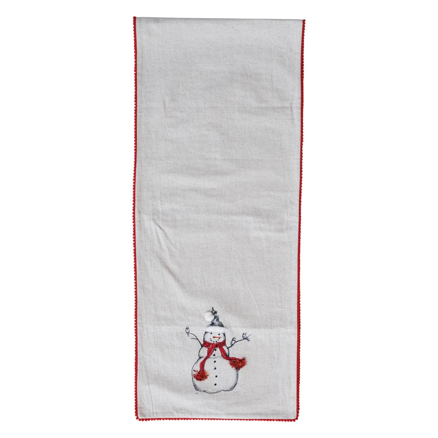 Table Runner with Snowman & Bird Image