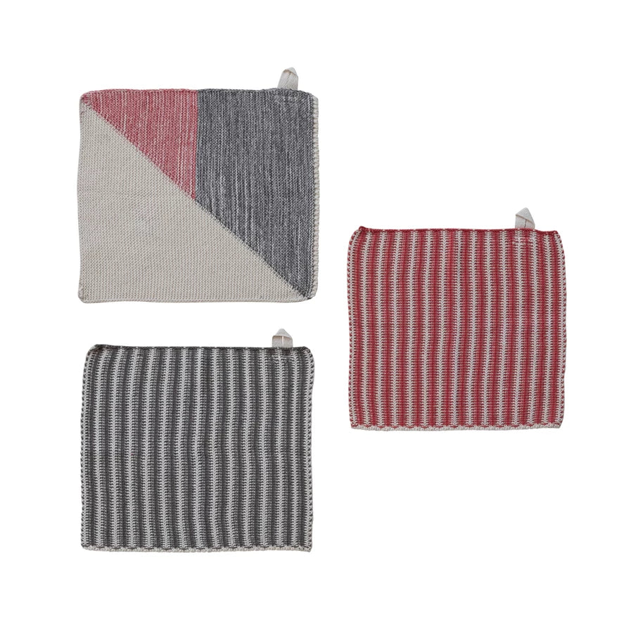 Cotton Knit Dish Cloths Set of 3