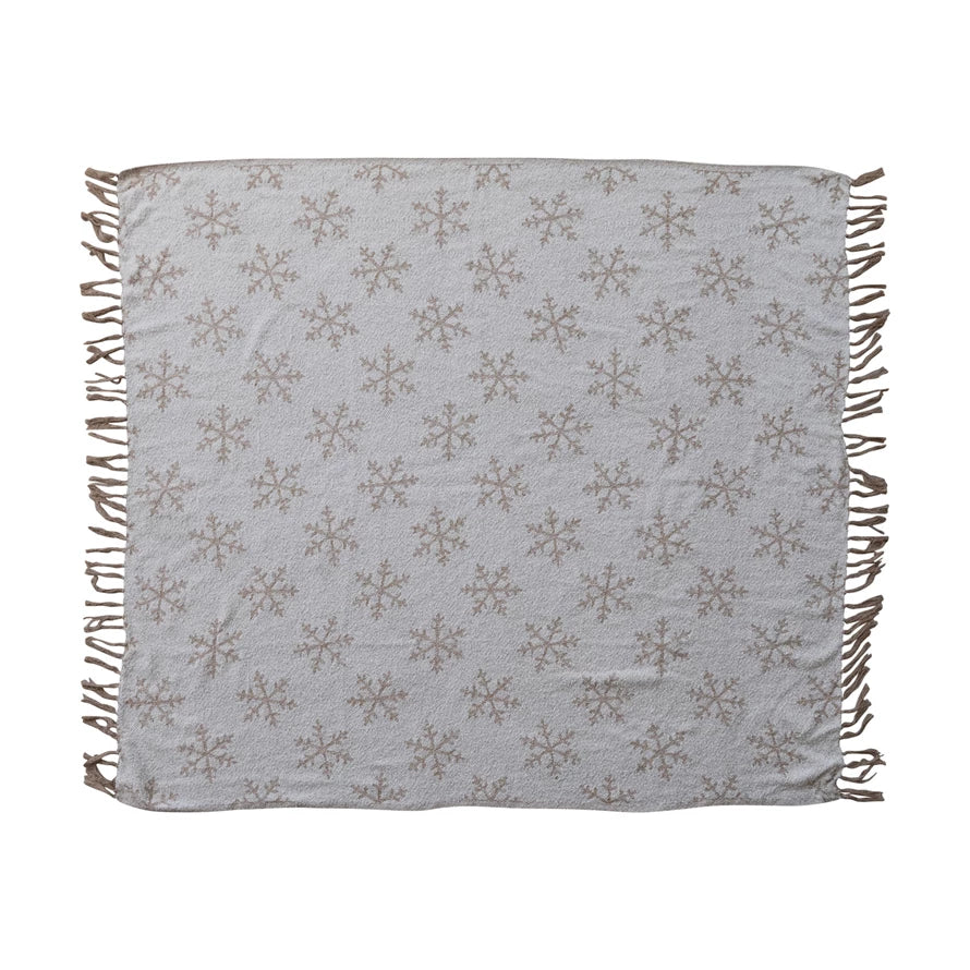Snowflake Pattern & Fringe Throw
