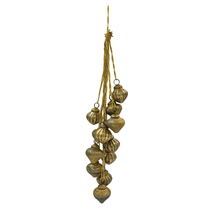 Glass Ornament Cluster with Gold Cord