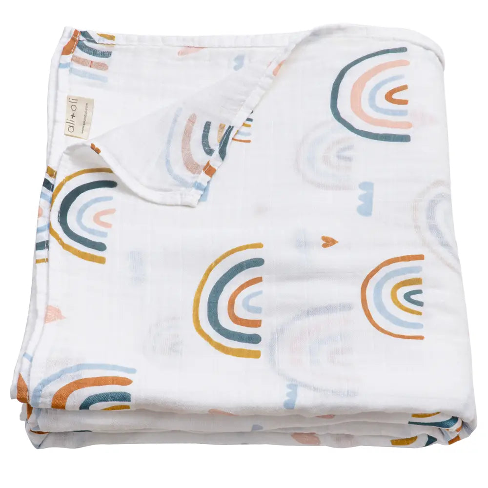 Rainbow Bamboo Muslin Swaddle Blanket