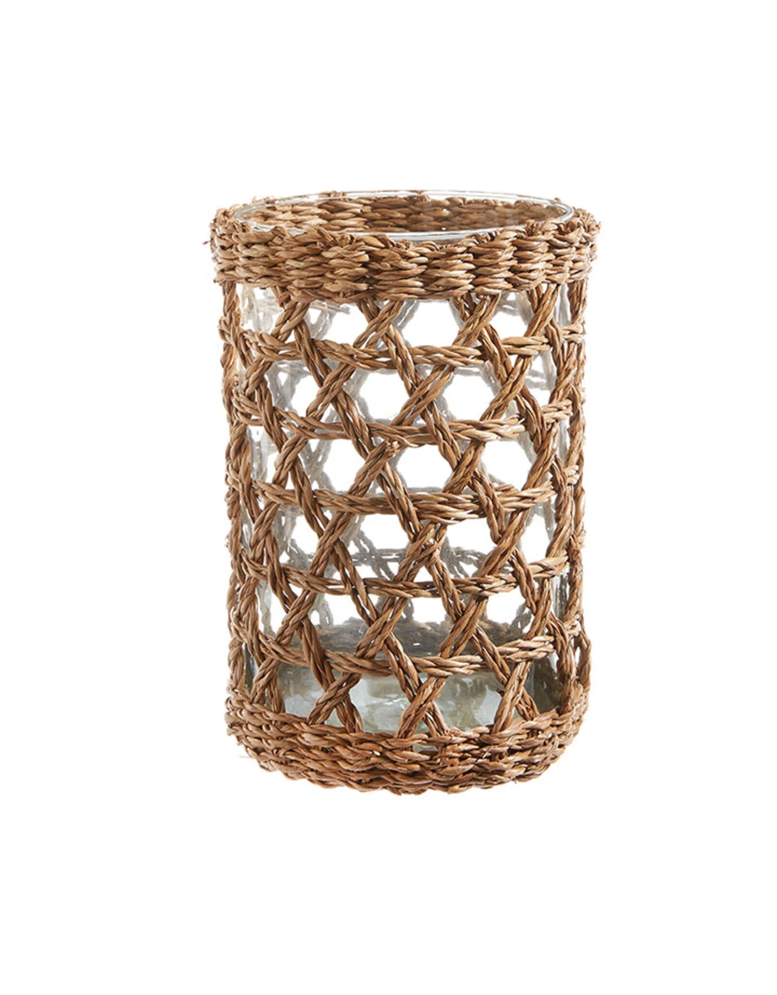 Large Seagrass Hurricane with Glass Insert