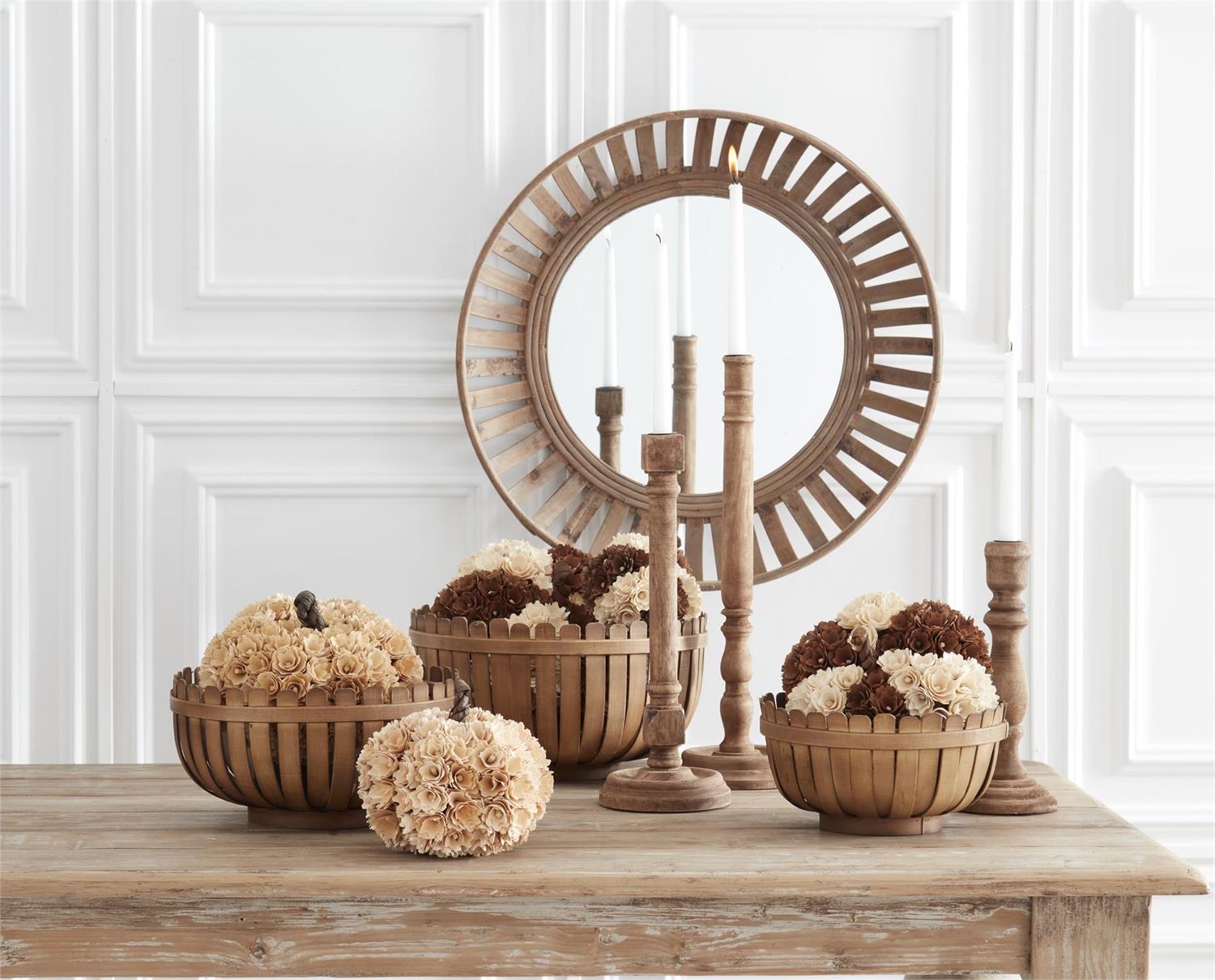 Small Brown Wood Taper Candleholder