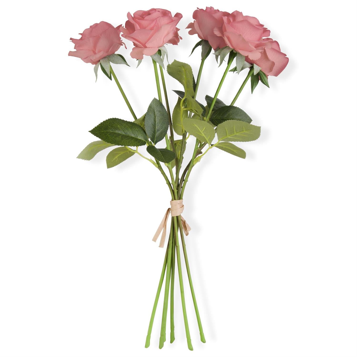 17 Inch Coral Real Touch Full Bloom Rose Stem with foliage