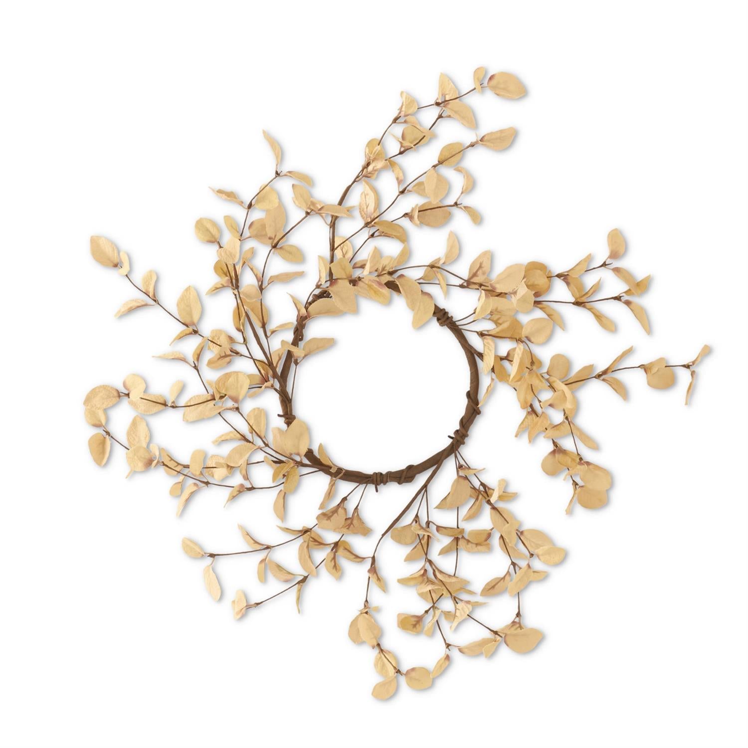 14 Inch Beige Eucalyptus Candle Ring/Wreath