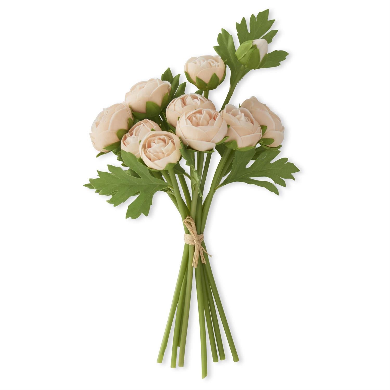 15 Inch Light Peach Real Touch Ranunculus Bundle (10 Stems)