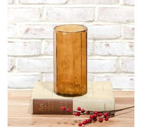 8 Inch Amber Glass Vase