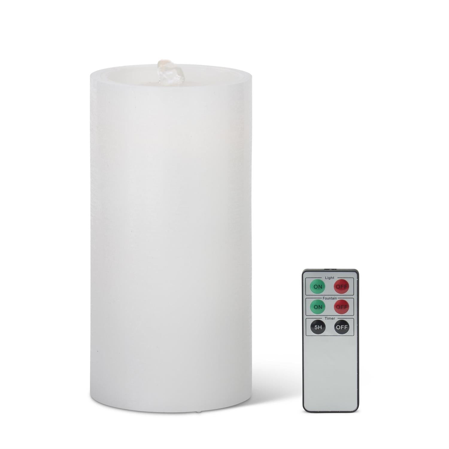 White LED Wax Pillar Water Candle with Timer & Remote