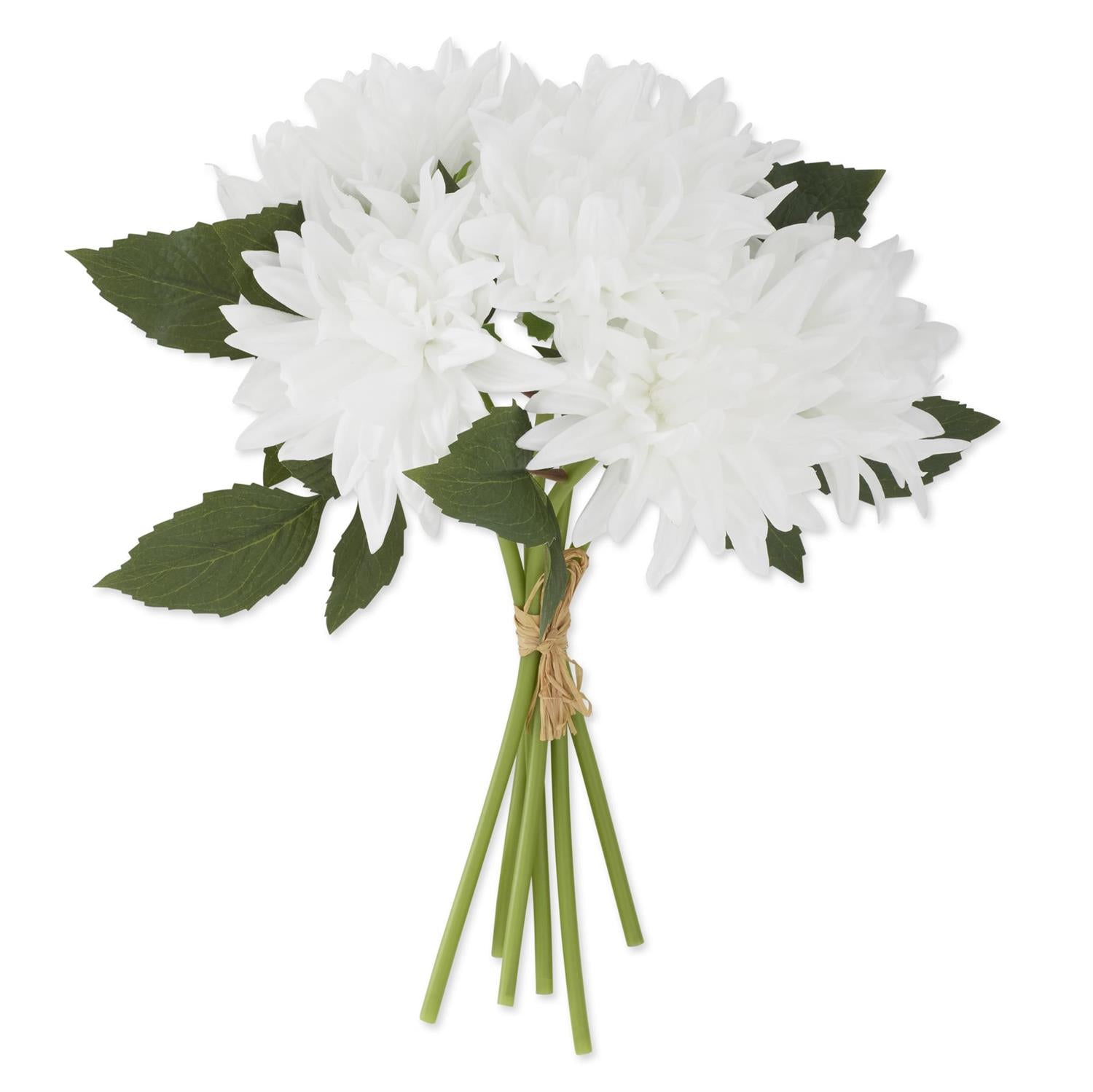 12 Inch White Real Touch Dahlia Bundle (6 Stems)
