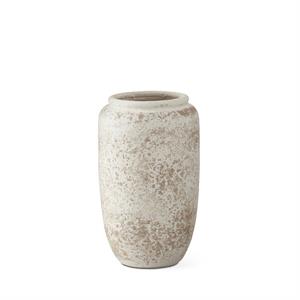 12.75 Inch Cream/Taupe Textured Ceramic Vase