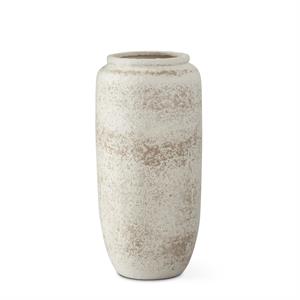 16.5 Inch Cream/Taupe Textured Ceramic Vase