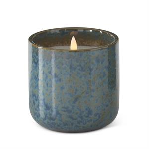 Large Flicker Flame LED Candle in Blue-Green Glazed Ceramic