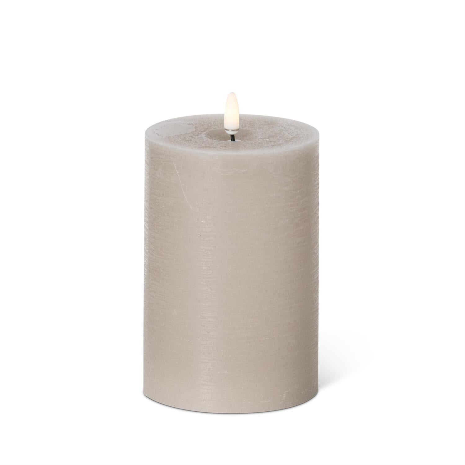 6x4 Inch Taupe ON/OFF Touch LED Pillar Candle with Timer