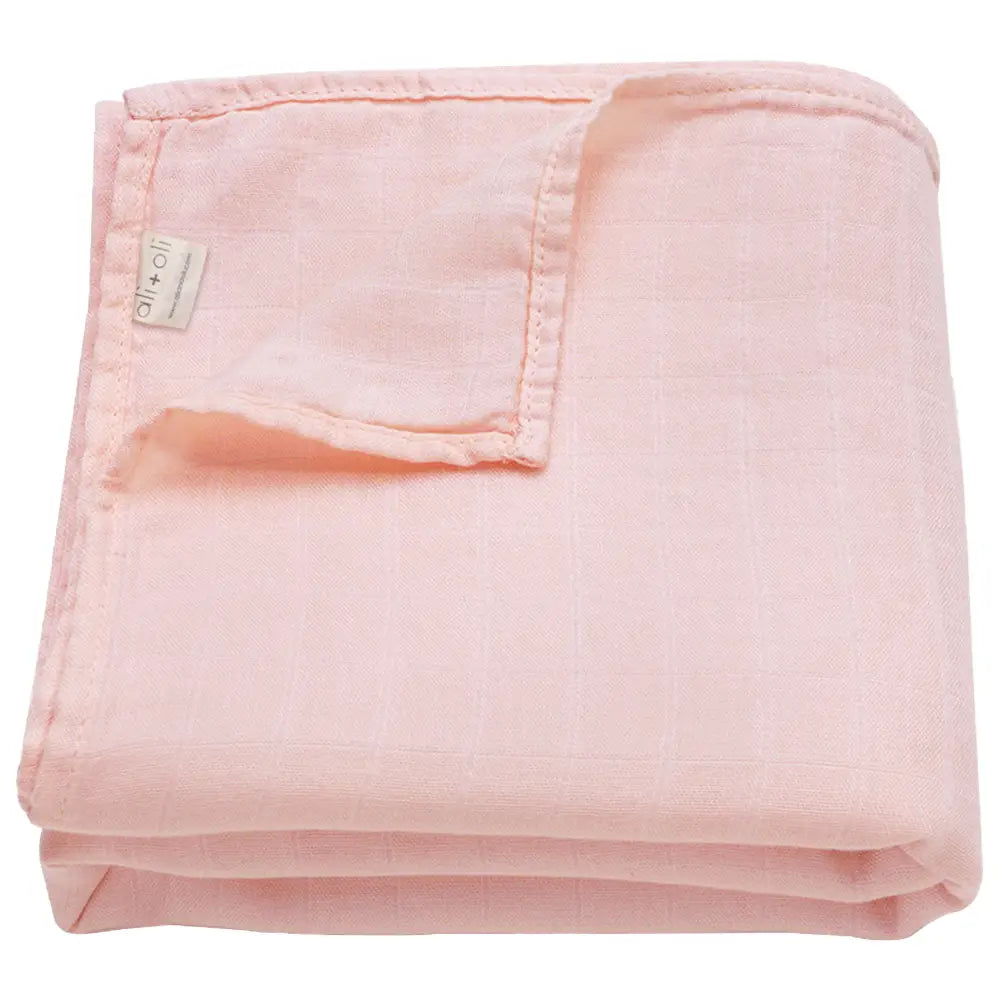 Soft Pink Bamboo Muslin Swaddle Blanket