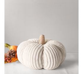 9" Beige Velvet Pumpkin