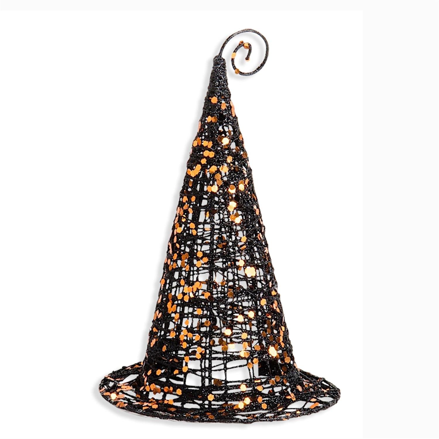 Large Black Glitter Wire Witches Hat