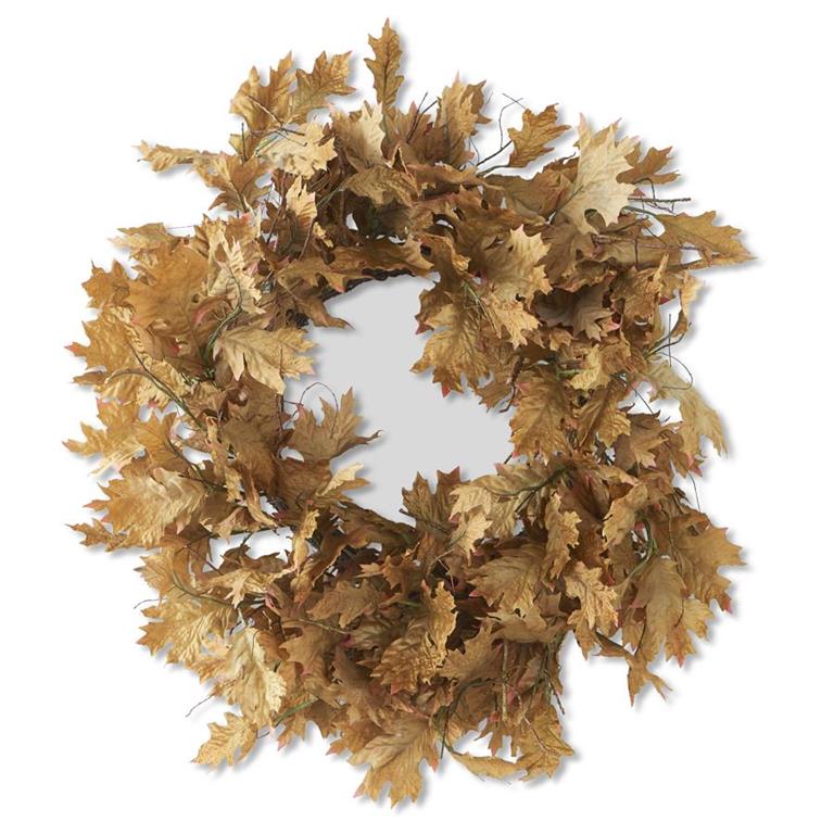 30 Inch Oak Brown and Tan Leaf Wreath