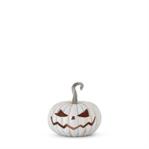 7.5 Inch Gray Resin LED Flicker Flame Jack O Lantern