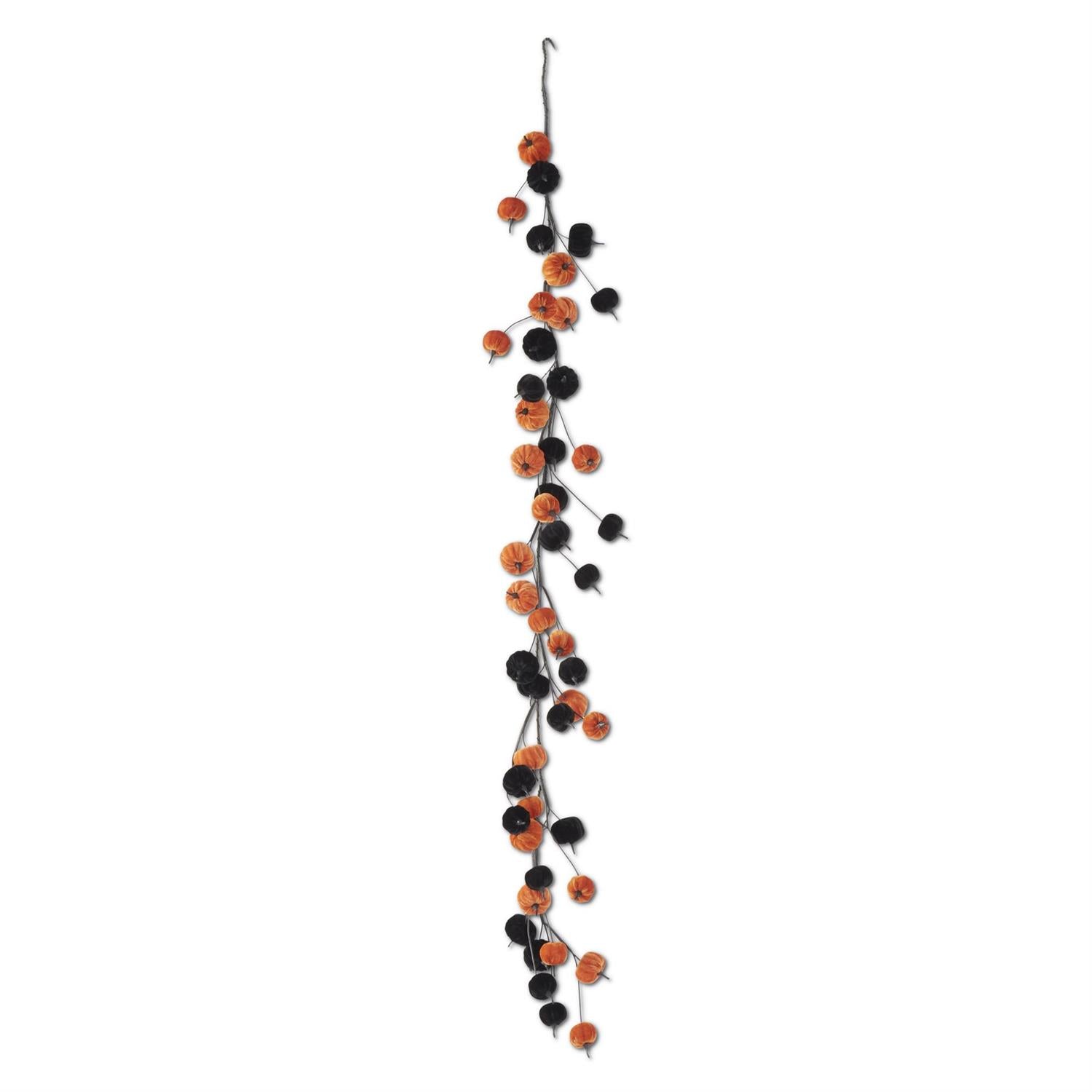 60 Inch Black & Orange Velvet Pumpkin Garland
