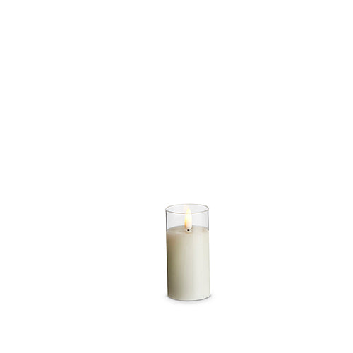 Clear Glass Ivory Pillar Candle 2x4