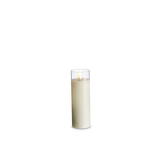 Clear Glass Ivory Pillar Candle 2x6